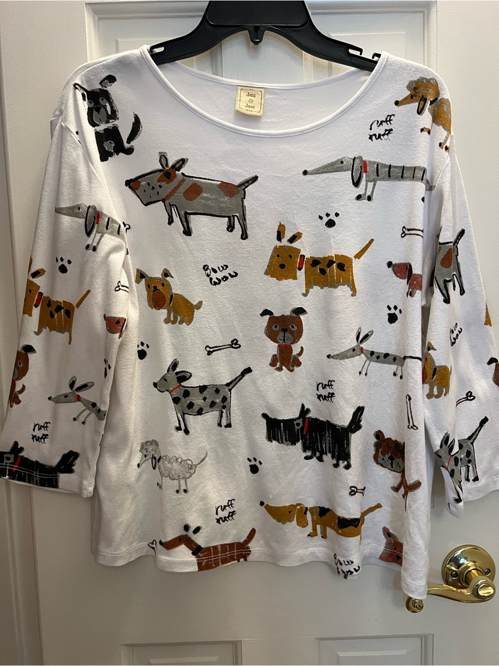 Cute dog shirt, Large -3/4 sleeves